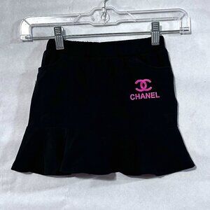 CHANEL Pattern Pink Black Petite Short Mini Skirt XS